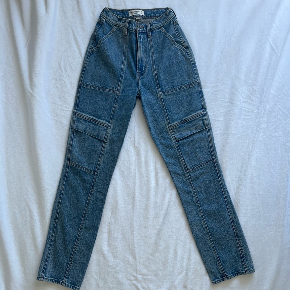 Stylish Blue Denim Cargo Pants Abercrombie